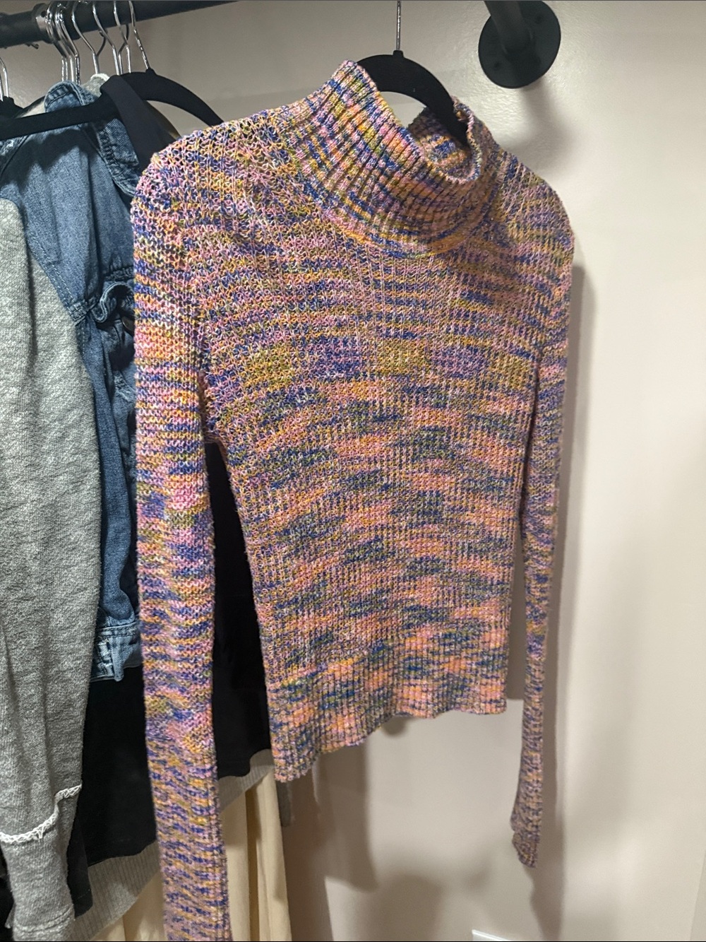 Free People Blair Mock Neck Spacedye Pullover Sweater, XS